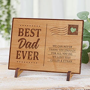 Best Dad Ever Personalized Wood Postcard-Natural - 31363