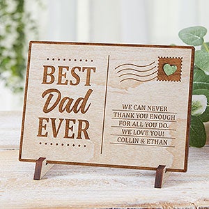 Best Dad Ever Personalized Whitewash Wood Postcard - 31363-W