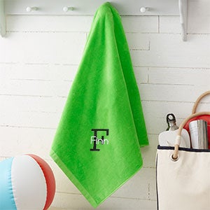 Playful Name Embroidered 35x60 Beach Towel- Lime Green - 31372-G