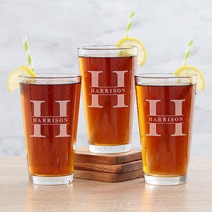 Lavish Last Name Etched 16 oz Pint Glass - 31379-P