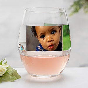 Photo Collage Personalized 21 oz Stemless Wine Glass - 31390-SN
