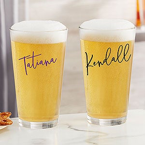 Trendy Script Name Personalized Printed 16oz. Pint Glass - 31396-G