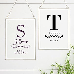 Family Initial Personalized Hanging Glass Wall Decor - 31403