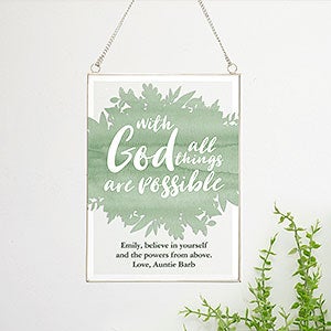 All Things Possible Personalized Hanging Glass Wall Decor - 31407