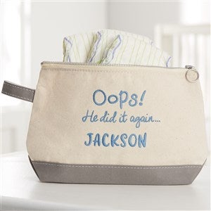 Embroidered Diaper and Wipe Canvas Bag - Grey - 31417-G