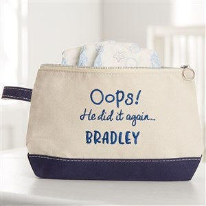 Embroidered Diaper and Wipe Canvas Bag - Navy - 31417-N