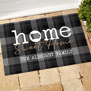 Home Sweet Home Personalized Plaid State Doormat 18x27 - 31457-S