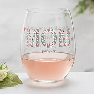 Floral Mom philoSophies Personalized Stemless Wine Glass - 31471-S