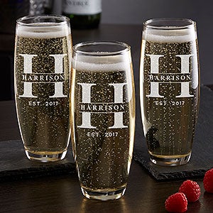 Lavish Last Name Engraved Stemless Champagne Flute - 31479-S