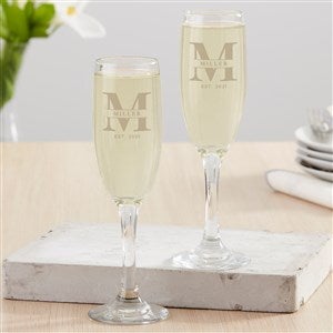 Lavish Last Name Engraved Stemmed Champagne Flute - 31479