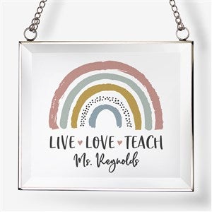 Boho Rainbow Teacher Personalized Glass Suncatcher - 31515