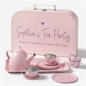 Personalized 15 pc. Pink Polka Dot Tea Set - 31521