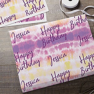 Pastel Tie Dye Personalized Wrapping Paper Sheets - Set of 3 - 31560-S