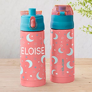 Moon & Stars Personalized 13oz Reduce Frostee Water Bottle - Coral - 31580-P