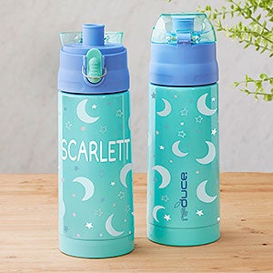 Moon & Stars Personalized 13oz Reduce Frostee Water Bottle - Aqua - 31580-A