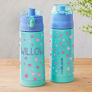 Hearts Personalized 13oz Reduce Frostee Water Bottle - Aqua - 31581-A