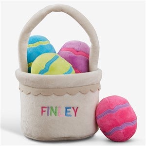 Rainbow Name Personalized Mini Easter Basket with Plush Eggs - 31585