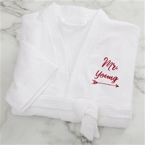 Mr. Embroidered White Velour Robe - 31587-Mr.