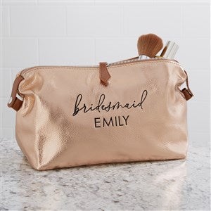 Bridal Party Personalized Vegan Leather Makeup Bag - Rose Gold - 31588-RG