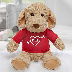 My Valentine Personalized Sitting Brown Plush Dog - 31591