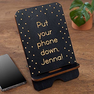 Create Your Own Personalized Black Poplar Wooden Phone Stand - 31611-BLK