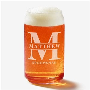 Lavish Groomsmen Wedding Engraved 16oz Beer Can Glass - 31620-B