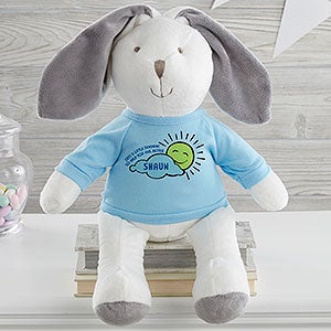 Get Well Personalized White Plush Bunny-Blue - 31639-WB