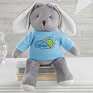 Get Well Personalized  Grey Plush Bunny-Blue - 31639-GB