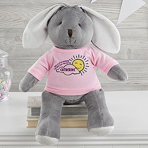 Get Well Personalized  Grey Plush Bunny-Pink - 31639-GP