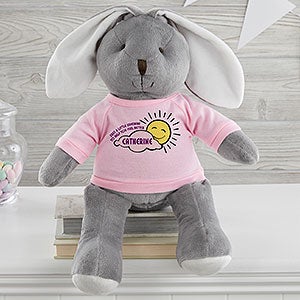 Get Well Personalized Grey Plush Bunny-Pink - 31639-GP