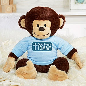 God Bless Personalized Plush Monkey- Blue - 31641-B