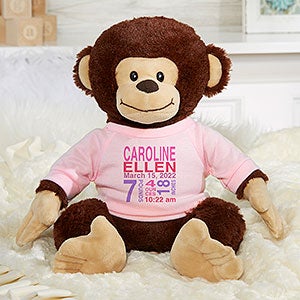 All About Baby Personalized Plush Monkey- Pink - 31649-P