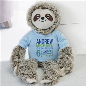 All About Baby Personalized Plush Sloth- Blue - 31650-B