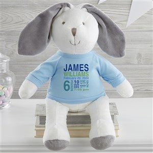All About Baby Personalized White Plush Bunny-Blue - 31653-WB