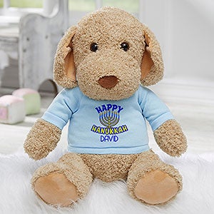 Happy Hanukkah Personalized Plush Dog- Blue - 31673-B