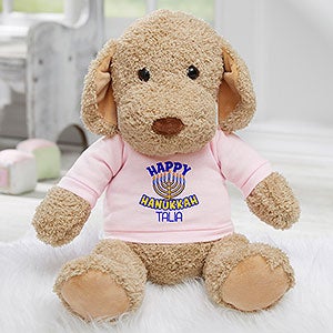 Happy Hanukkah Personalized Plush Dog- Pink - 31673-P