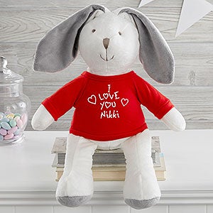 Personalized Heart Plush Bunny - All My Love - White - 31684-W