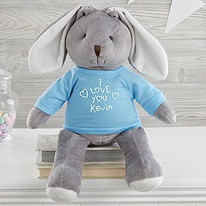 Personalized Heart Plush Bunny - All My Love - Grey - 31684-G