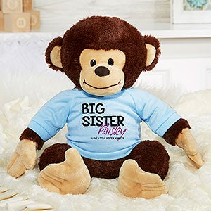 Big Sister Personalized Plush Monkey- Blue - 31699-B