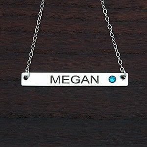 Horizontal Bar Personalized Birthstone Necklace - 31738D