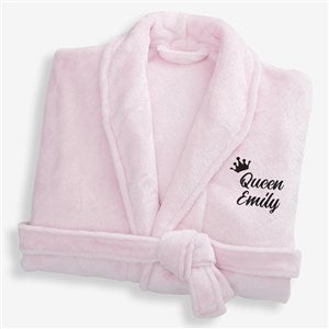 King and Queen Wedding Embroidered Luxury Fleece Robe - Pink - 31769-P