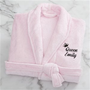 King and Queen Wedding Embroidered Luxury Fleece Robe - Pink - 31769-P