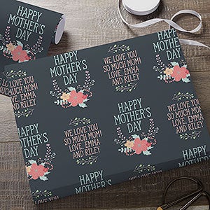Mothers Day Floral Personalized Wrapping Paper Roll - 18ft Roll - 31785-L