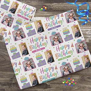 Birthday Celebration Personalized Photo Wrapping Paper Roll - 18ft Roll - 31790-L