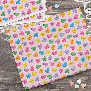 Conversation Hearts Personalized Wrapping Paper Sheets - Set of 3 - 31800-S