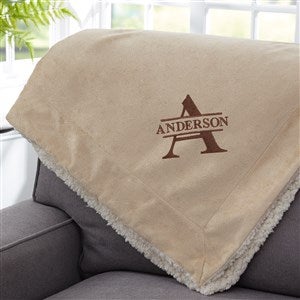 Lavish Last Name Embroidered 60x72 Tan Sherpa Blanket - 31803-TL