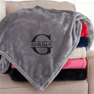 Lavish Last Name Embroidered 50x60 Grey Fleece Blanket - 31804-SG