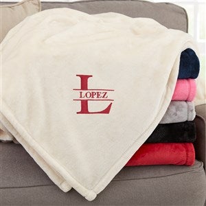 Lavish Last Name Embroidered 60x80 Beige Fleece Blanket - 31804-LI