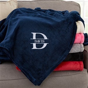 Lavish Last Name Embroidered 60x80 Navy Fleece Blanket - 31804-LN