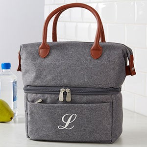 Heathered Gray Embroidered Lunch Bag - 31855
